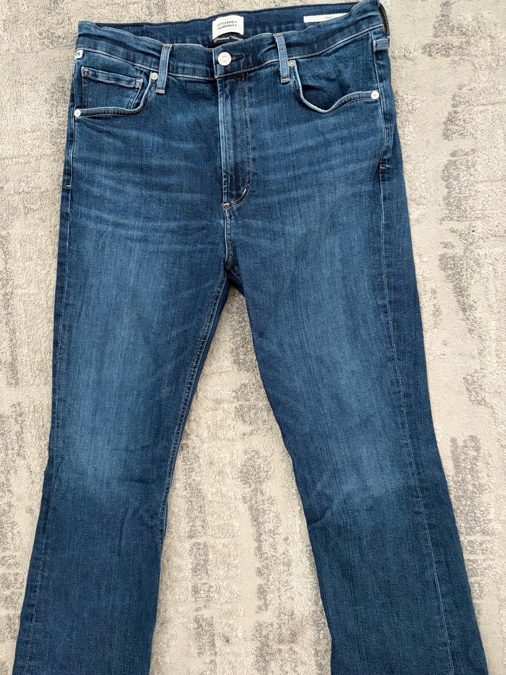 Citizens of Humanity Blue Cotton Denim Isola Cropped Boot Jeans Women's
